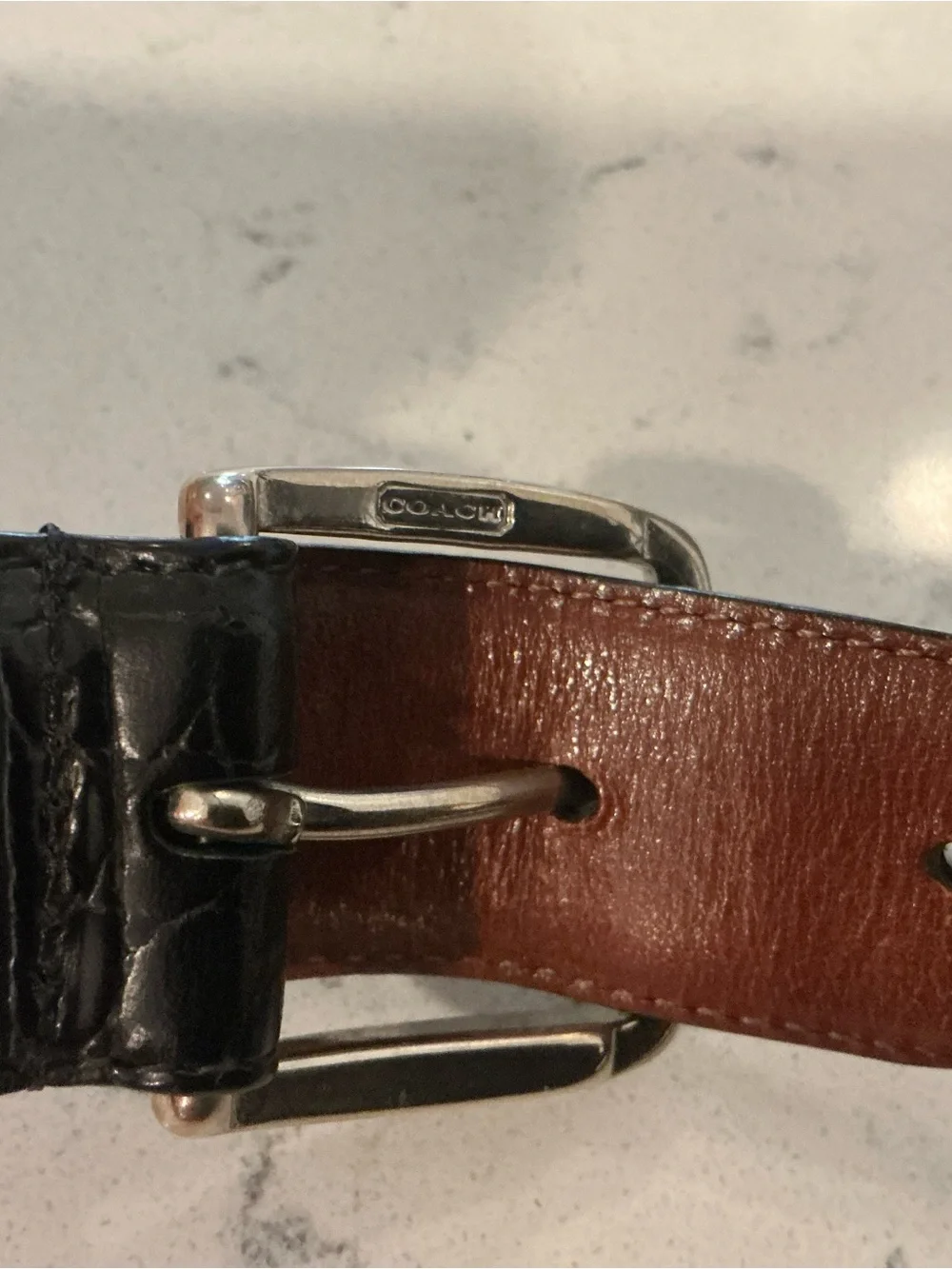 Vtg Coach black genuine leather embossed men’s belt size 36